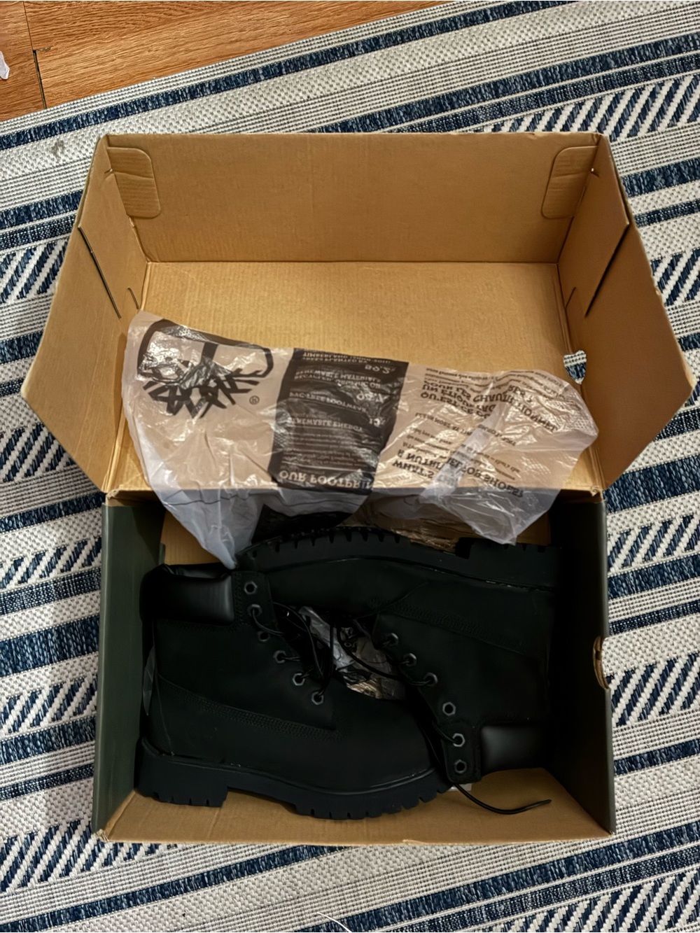 Timberland Youth 4.5 Black Lace-Up Leather Work Boots Worn Once